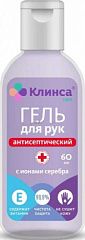  Гель для рук антисептический "Клинса" ионами серебра с витамином Е 60мл N1 