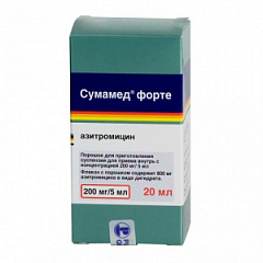  Сумамед форте пор д/приг сусп 200мг/5мл 35.573г N1 