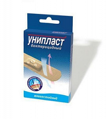  Лейкопластырь "Унипласт" бактерицидный Влагостойкий (пленка) 1.9см*7.2см N20 